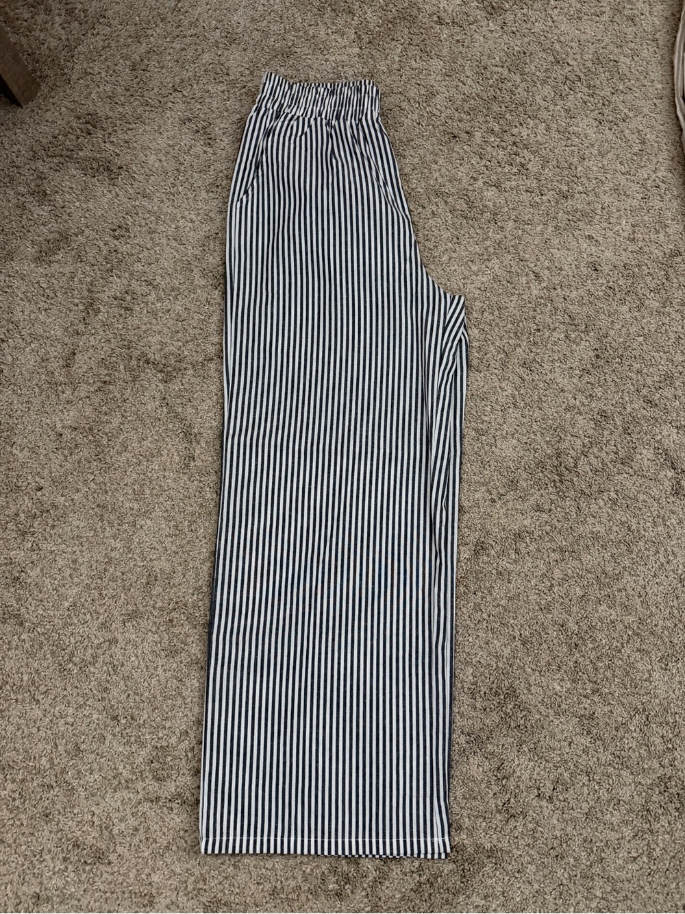 NEW linen Wide-Leg pants- gray and White